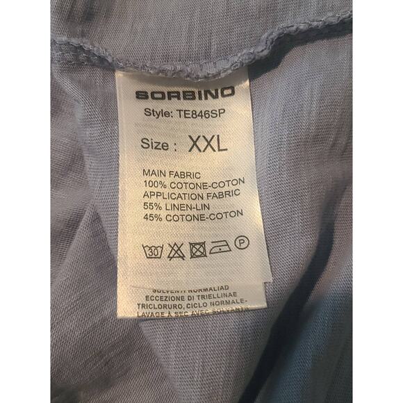 Sorbino blue cotton linen short sleeve shirt - 2XL / XXL - Picture 6 of 6